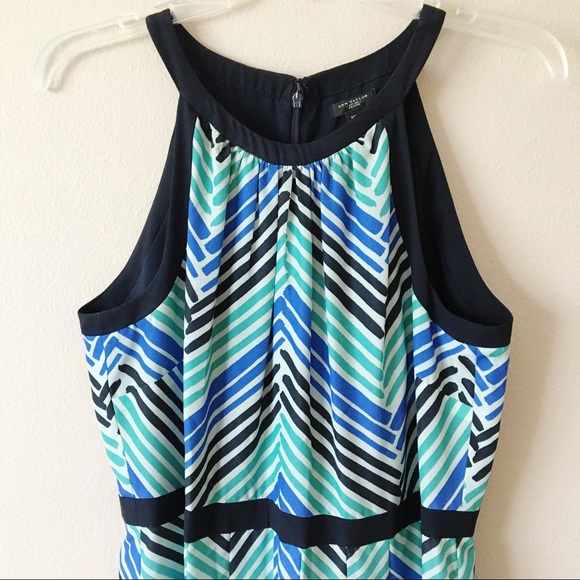 {Ann Taylor} Painted Herringbone Maxi Dress 10P - Picture 3 of 8